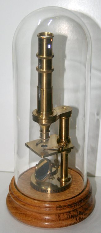 artifact, microscope Carl Zeiss Jena 1857 Stativ II model w/glass dome ...